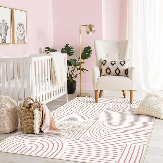 Moynesa Abstract Washable Rugs, 4x6 Rug for Bedroom Nursery Soft Non Slip Modern Living Room Rug, Ultra-Thin Non-Shedding Throw Carpet for Entryway Kitchen Office