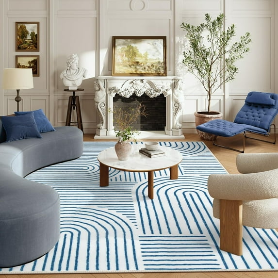 Moynesa 6'x9' Abstract Area Rugs for Living Room, Ultra-Thin Soft Washable Rug Non-Slip Modern Bedroom Rug Indoor Large Throw Carpet for Dining Room Nursery Playroom Office, Blue