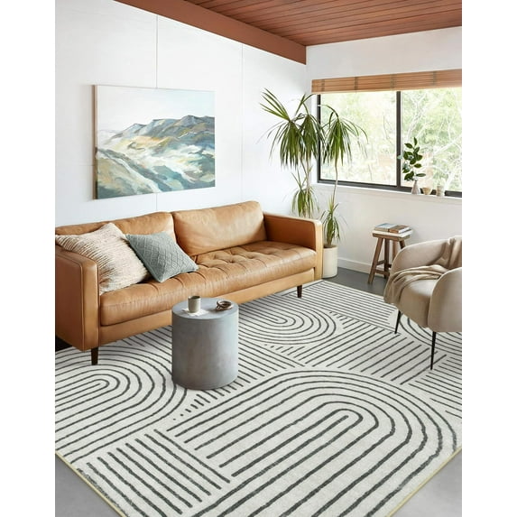 Moynesa 6'x9' Abstract Area Rugs for Living Room, Ultra-Thin Soft Washable Rug Non-Slip Modern Bedroom Rug Indoor Large Throw Carpet for Dining Room Office Dorm Playroom, Black