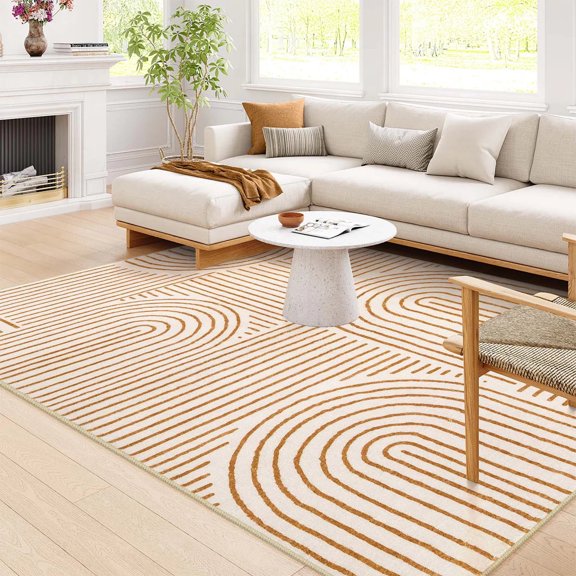 Moynesa 6'x9' Abstract Area Rugs for Living Room, Ultra-Thin Soft Washable Rug Non-Slip Modern Bedroom Rug Indoor Large Throw Carpet for Dining Room Office Dorm Playroom, Orange