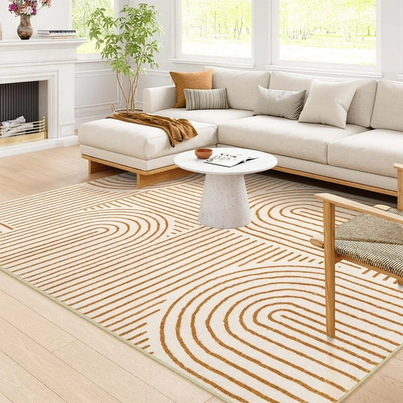 Moynesa 6'x9' Abstract Area Rugs for Living Room, Ultra-Thin Soft Washable Rug Non-Slip Modern Bedroom Rug Indoor Large Throw Carpet for Dining Room Office Dorm Playroom, Orange