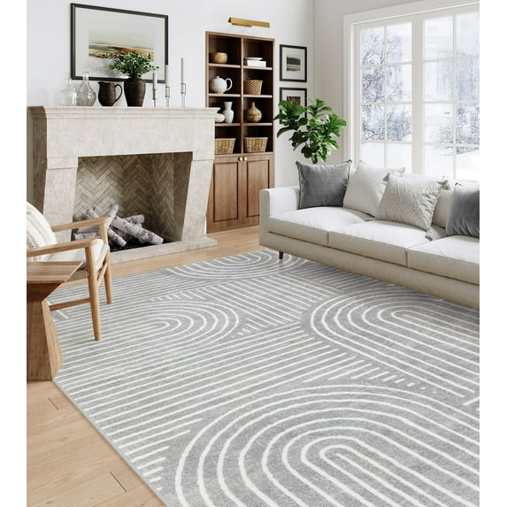 Moynesa 6'x9' Abstract Area Rugs for Living Room, Ultra-Thin Soft Washable Rug Non-Slip Modern Bedroom Rug Indoor Large Throw Carpet for Dining Room Office Dorm Playroom, Gray