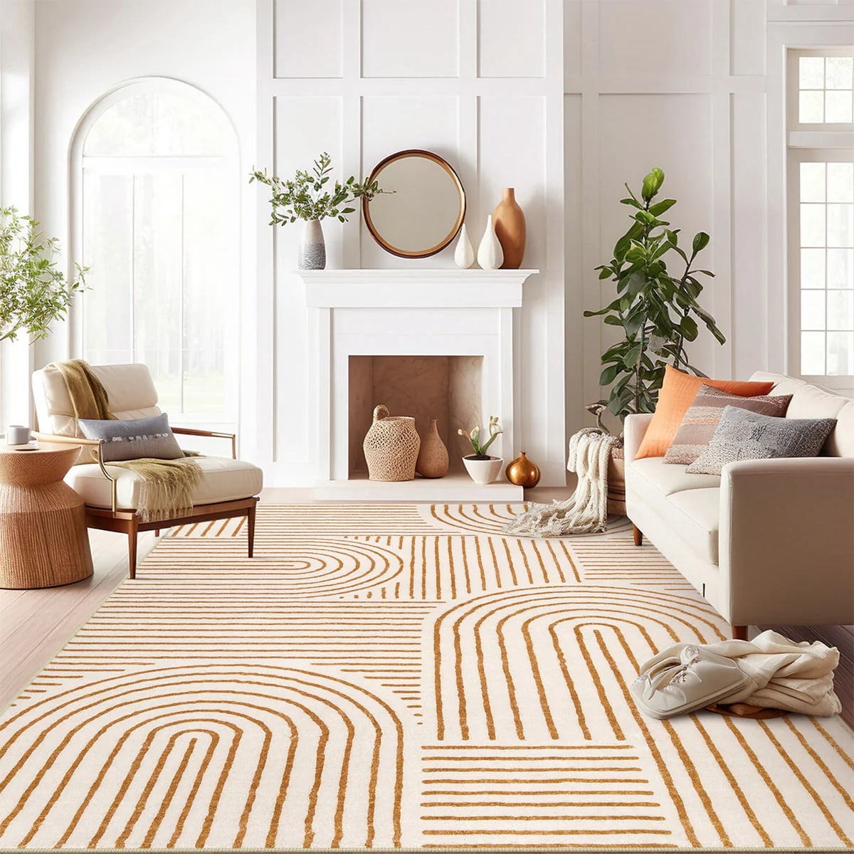 Moynesa Abstract Washable Rugs, 8x10 Rug for Bedroom Nursery Soft Non Slip Modern Living Room Rug, Ultra-Thin Non-Shedding Throw Carpet for Entryway Kitchen Office
