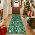 thumbnail image 1 of Moynesa Christmas 2'x6' Runner Rugs for Hallway, Washable Kitchen Rug Carpet Runner, Non-Slip Low Pile Soft Winter Moroccan Holiday Xmas Decor Modern Mat for Entrance Bedroom Laundry, Green, 1 of 12