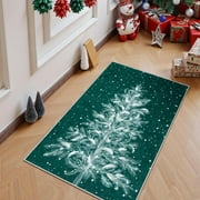 Moynesa Christmas 2x3ft Area Rugs,2'x3' Area Rug Green Christmas Tree Washable Rug Indoor Carpet Decorative Circle Rug Non Slip Soft Rug Holiday Decor for Kitchen Bedroom Foyer Living Room