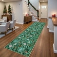 thumbnail image 1 of Moynesa Christmas Runner Rugs 2'x8' Hallway Rug Xmas Tree Runner Kitchen Rug Washable Rug Non Slip Moroccan Carpet Holiday Decor Geometric Soft Rug for Bedroom Bathroom Laundry Living Room, Green, 1 of 12