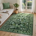 thumbnail image 1 of Moynesa Green Washable 5'x7' Area Rugs, Botanical Floral Large Rugs for Living Room Non-Slip Soft Modern Natural Rugs for Bedroom, Stain Resistant Accent Carpet for Dining Room Dorm Apartment, 1 of 7