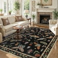 thumbnail image 1 of Moynesa Insect 5'x7' Area Rugs Washable Rug for Living Room Soft Natural Bedroom Rug Vintage Cottage Accent Carpet for Dining Room Playroom Office Stain Resistant Non Slip, Black, 1 of 12