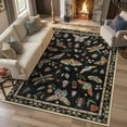 thumbnail image 1 of Moynesa Insect 6'x9' Area Rugs Washable Rug for Living Room Soft Natural Bedroom Rug Vintage Cottage Accent Carpet for Dining Room Sunroom Playroom Stain Resistant Non Slip, Black, 1 of 12