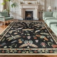 thumbnail image 1 of Moynesa Insect 8'x10' Large Area Rugs for Living Room Washable Natural Bedroom Rug Vintage Cottage Accent Carpet for Dining Room Nursery Office Sunroom Stain Resistant Non Slip, Black, 1 of 12