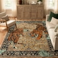 thumbnail image 1 of Moynesa 5'x7' Vintage Tiger Area Rug, Boho Traditional Washable Rug for Living Room Bedroom Dining Sunroom, Distressed Botanical Floral Accent Carpet, Soft Low Pile Non Slip Stain Resistant, Camel, 1 of 12