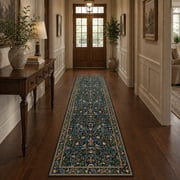 Moynesa 2' x 6' Runner Rug for Hallway, Washable Non Slip Vintage Floral Bird Rug, Soft Botanical Kitchen Runner Rug, Low Pile Area Rug for Entryway Bedroom Bathroom Laundry Room, Green