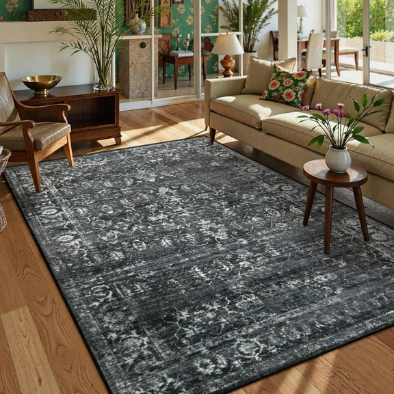 Moynesa Washable Area Rugs,5x7 Rugs for Bedroom Soft Rugs for Bedroom Aesthetic Boys,Retro Distressed Non Slip Throw Rug Carpet Dining Room Rugs for Under Table