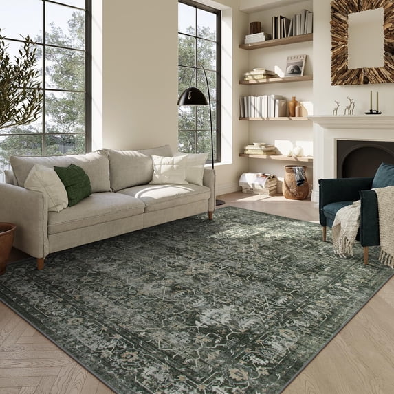 Moynesa Washable Area Rugs,6x9 Rugs for Bedroom Soft Rugs for Bedroom Aesthetic Boys,Retro Distressed Non Slip Throw Rug Carpet Dining Room Rugs for Under Table