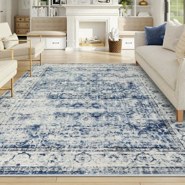 Moynesa Washable Area Rugs,8x10 Rugs for Bedroom Soft Rugs for Bedroom Aesthetic Boys,Retro Distressed Non Slip Throw Rug Carpet Dining Room Rugs for Under Table