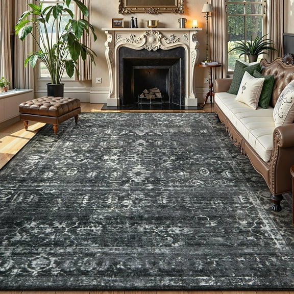 Moynesa Washable Area Rugs,8x10 Rugs for Bedroom Soft Rugs for Bedroom Aesthetic Boys,Retro Distressed Non Slip Throw Rug Carpet Dining Room Rugs for Under Table