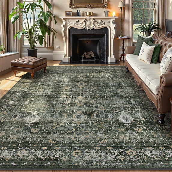 Moynesa Washable Area Rugs,8x10 Rugs for Bedroom Soft Rugs for Bedroom Aesthetic Boys,Retro Distressed Non Slip Throw Rug Carpet Dining Room Rugs for Under Table