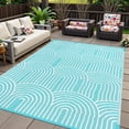 thumbnail image 1 of Moynesa Waterproof Outdoor Rug 6'x9', Reversible Plastic Straw Rug, Large Outside Patio Area Rug, Portable Camper RV Mat, Outdoor Carpet for Picnic Balcony Backyard Porch Deck, Blue, 1 of 7