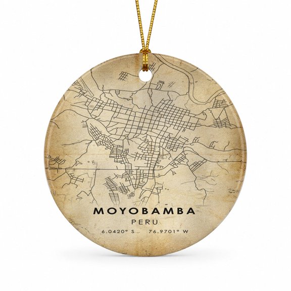Moyobamba Travel Map Ornament, Peru Map Ornament Keepsake, Travel Souvenir, Holiday Tree Decoration