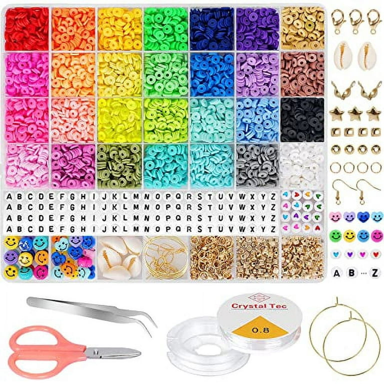 SKGOIDSR Clay Beads for Bracelets Making Kit Adults - 60 Colors Bracelet  Beads Set, Flat Beads String for Bracelets, Beads for Jewelry Making with  Pendant Charm…