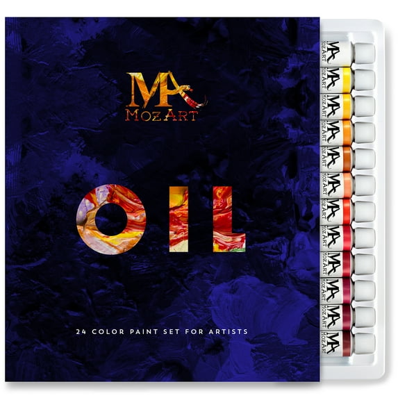 MozArt Supplies Non-Toxic Oil Paint Set, 24 Tubes