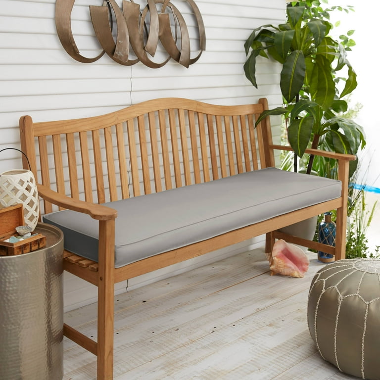 Sunbrella Grey Corded Indoor Outdoor Bench Cushion 57 in x 24 in x 2 in