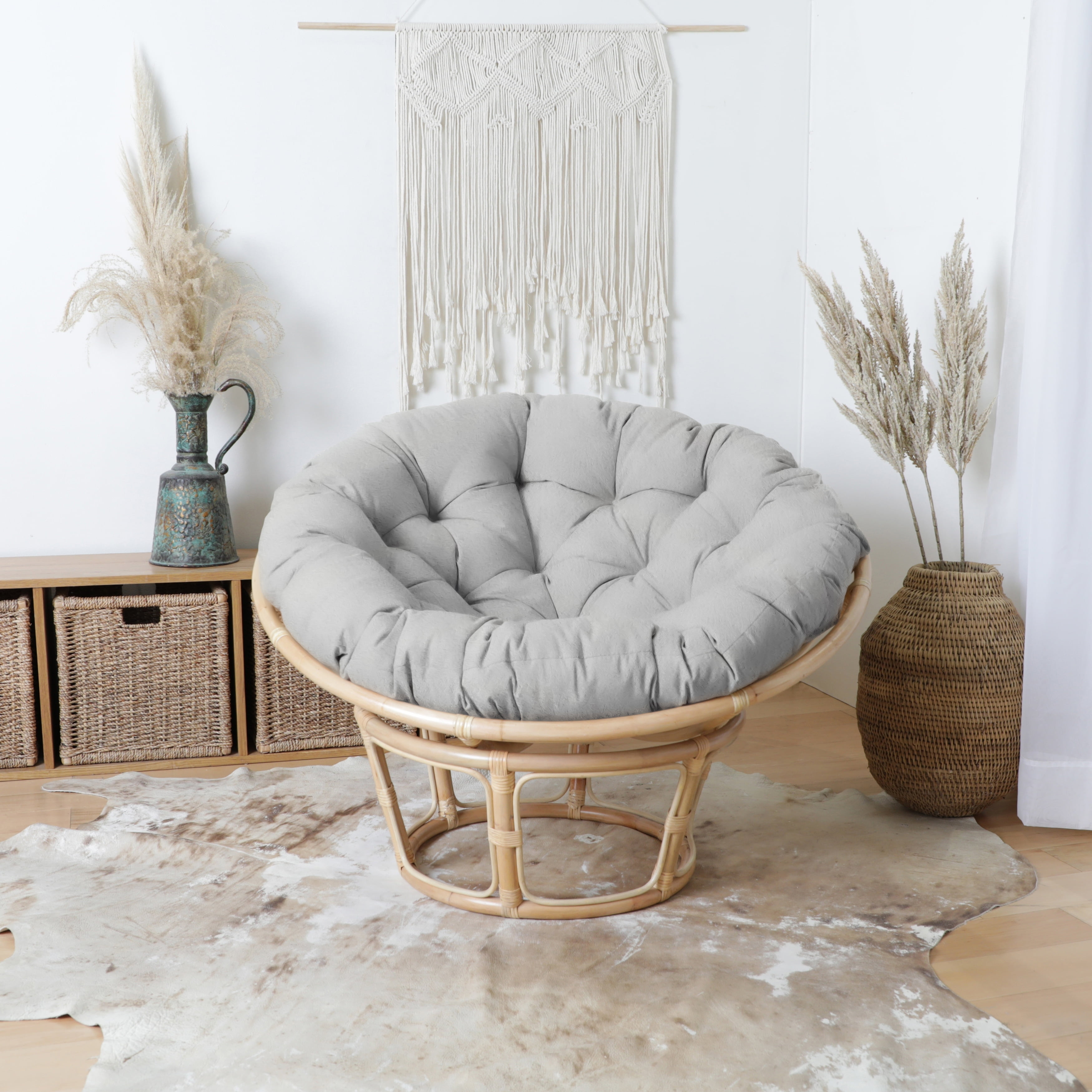 Mozaic Company Humble Haute Indoor Suede Round Papasan Cushion 44 in x 44 in x 4 in Blush Pink