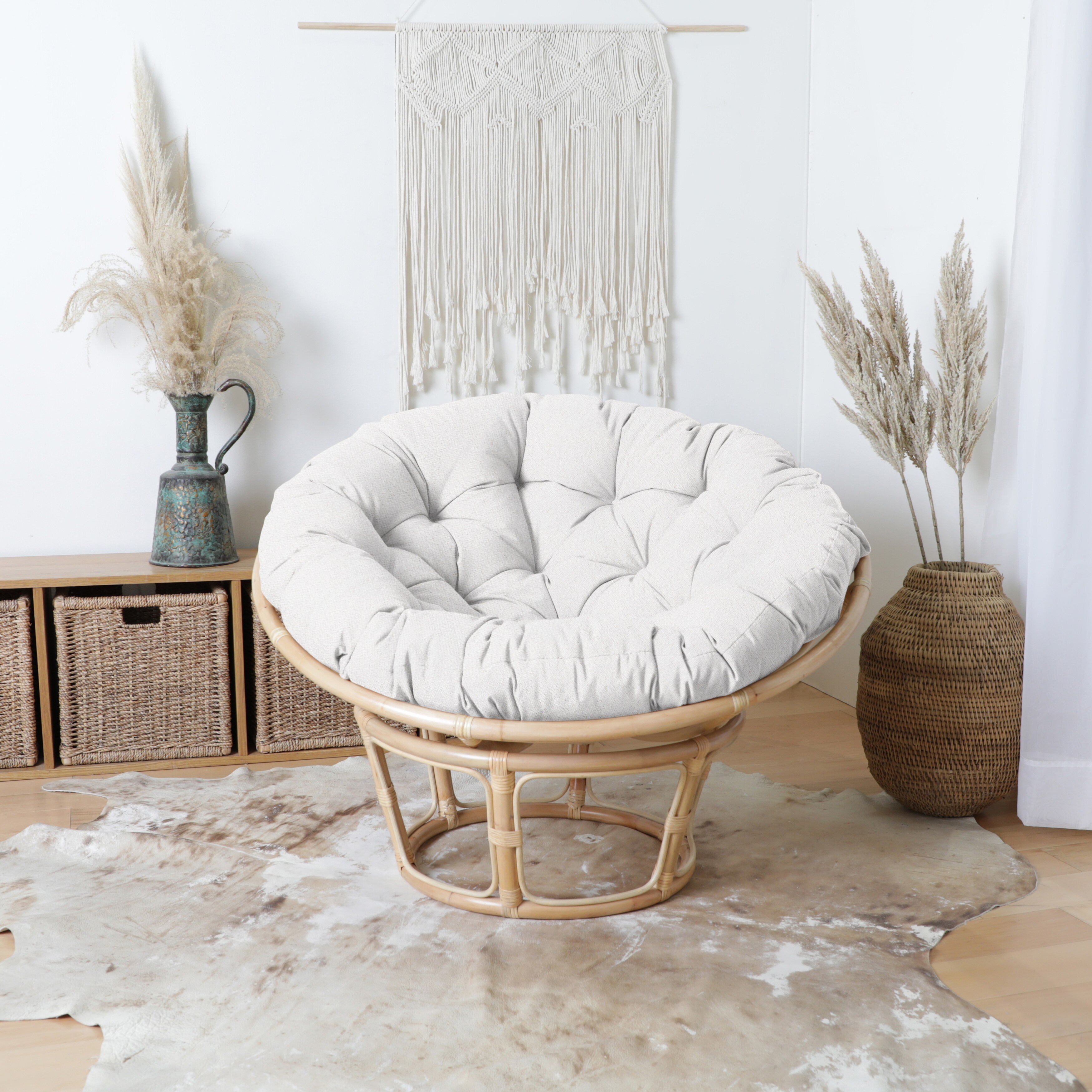 Mozaic Company Humble + Haute Indoor Suede Round Papasan Cushion 48 in x 48 in x 4 in White