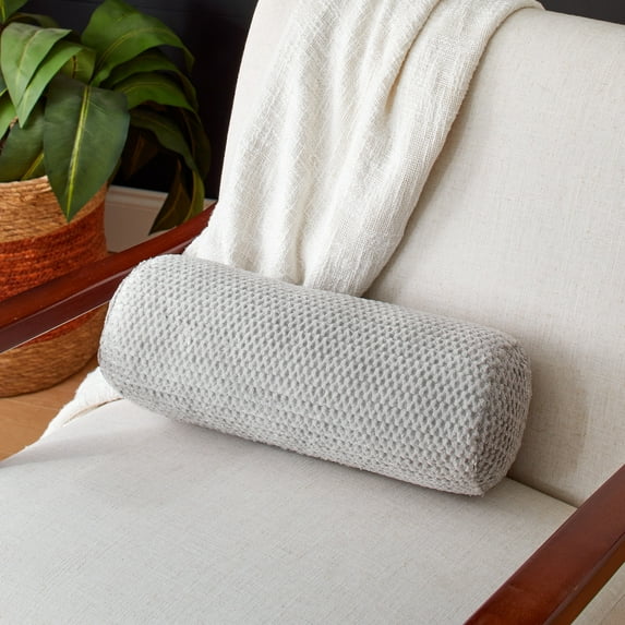 Sorra Home Velvet Shimmer Indoor Long Bolster Pillow 20 in x 8 in x 8 in - Sutherland Dove