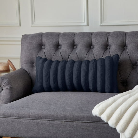 Sorra Home Indoor Knife Edge Pillow Single 12 in H x 18 in W x 6 in D - Blue