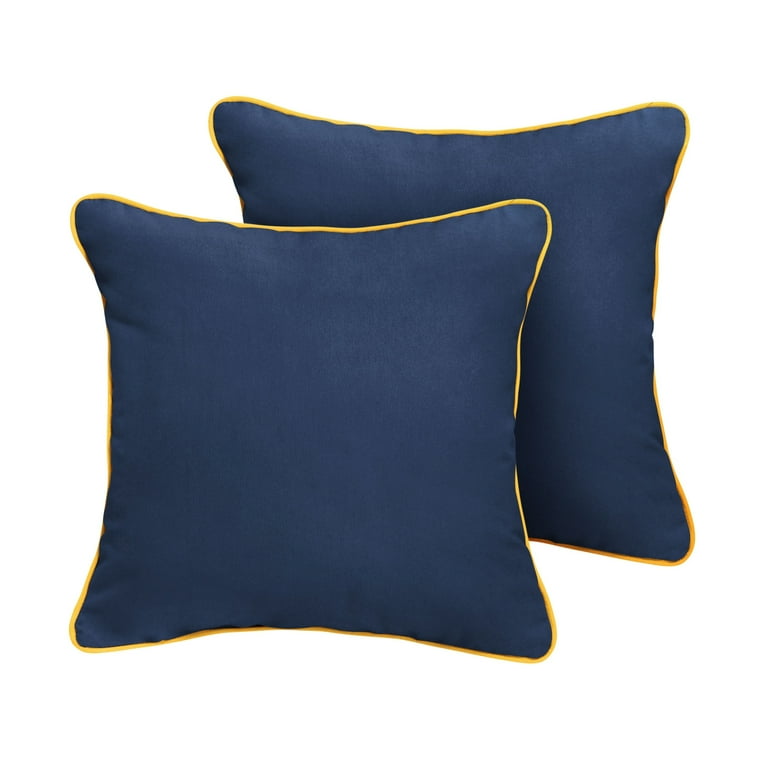 Sunbrella Canvas Navy Sunflower Yellow Indoor Outdoor Pillow Set 24 in x 24 in Walmart