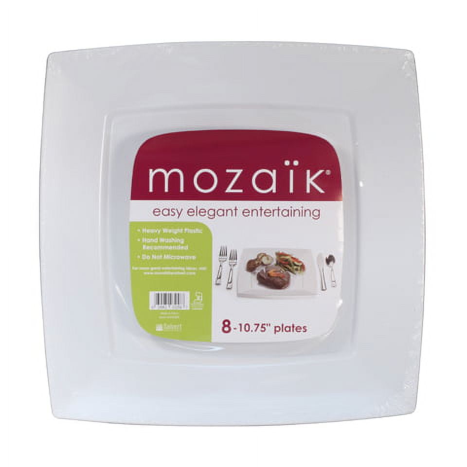 Mozaik 14oz. White Square Plastic Bowl 4ct.