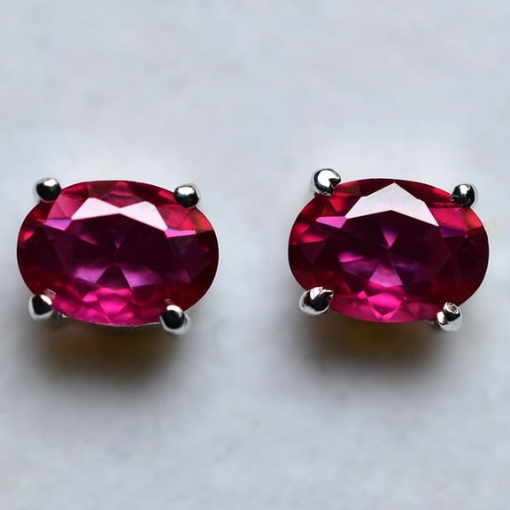 Mozambique CERTIFIED Pink Ruby 8 Ct Natural Oval Cut Rare Gemstone Earring Pair