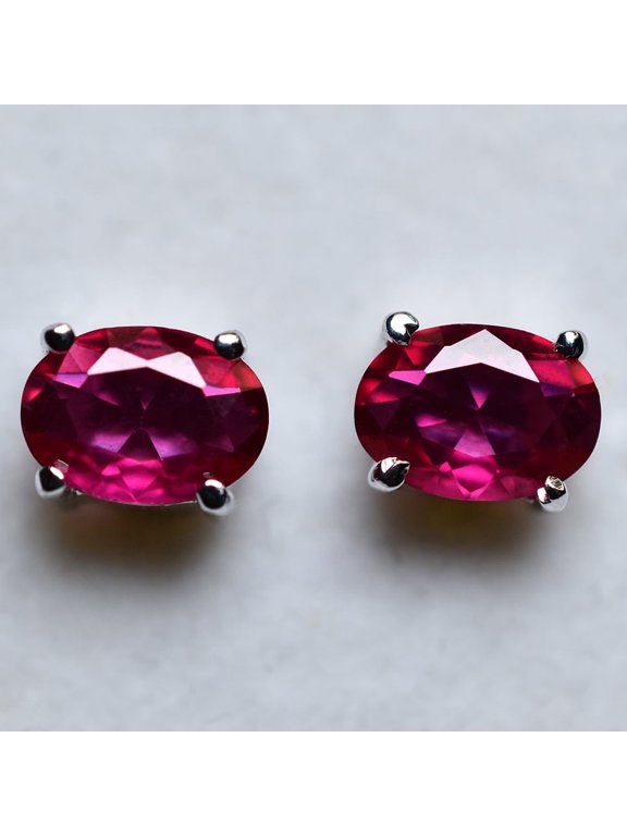 Mozambique CERTIFIED Pink Ruby 8 Ct Natural Oval Cut Rare Gemstone Earring Pair