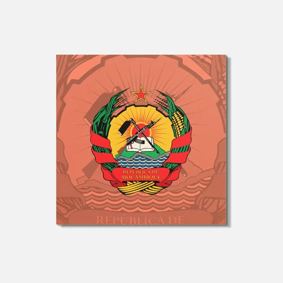 Mozambique Coat Of Arms 4'' X 4'' Square Wooden Coaster