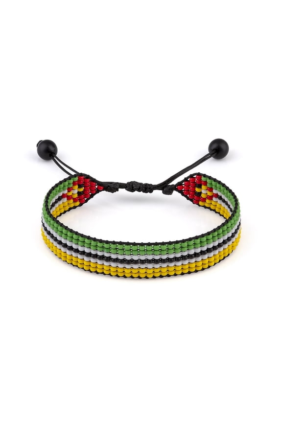Mozambique Flag Bracelet: Handmade, Adjustable Beaded String, Unisex Boho Jewelry