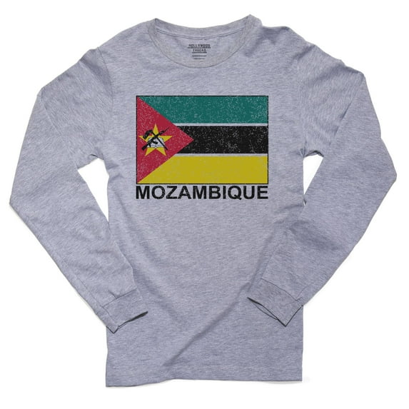 Mozambique Flag - Special Vintage Edition Men's Long Sleeve Grey T-Shirt