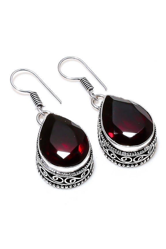 Mozambique Garnet Earrings Handmade 925 Sterling Silver | Rich Red Gemstone Jewelry | Timeless Gift for Her