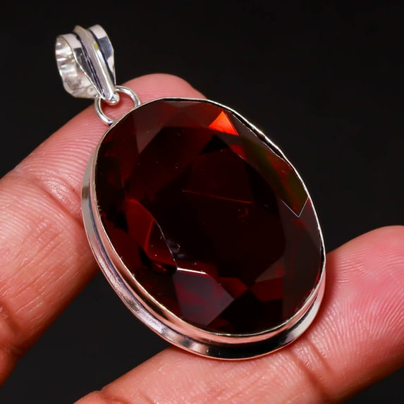 Mozambique Garnet Oval Shape Gemstone Birthday Gift Pendant Jewelry 1.90" SA 693