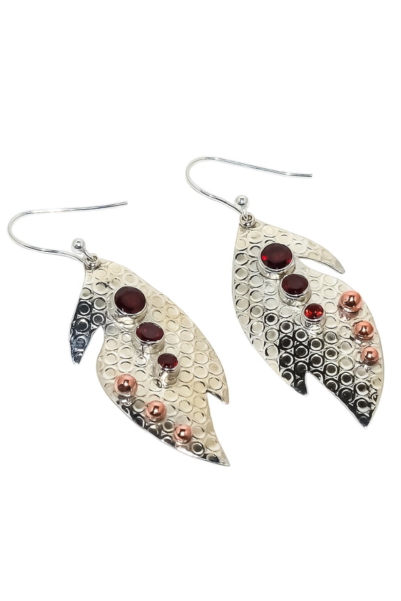 Mozambique Garnet Solid 925 Sterling Silver Earring 2.09" (SE249-26)