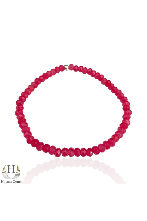 Mozambique Ruby Bracelet: Pink Faceted Gemstone Beads (4mm)