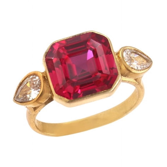 Mozambique Ruby Ring Asscher Gemstone Ring July Birthstone Ring