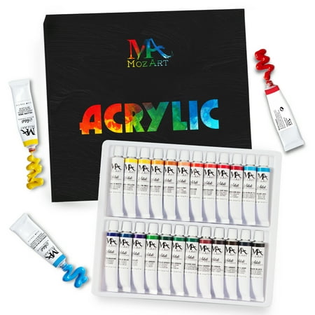 Mozart Acrylic Paint Set - 24 Paint Colors 12ml Tubes - Artist Grade Kit for All Skill Levels