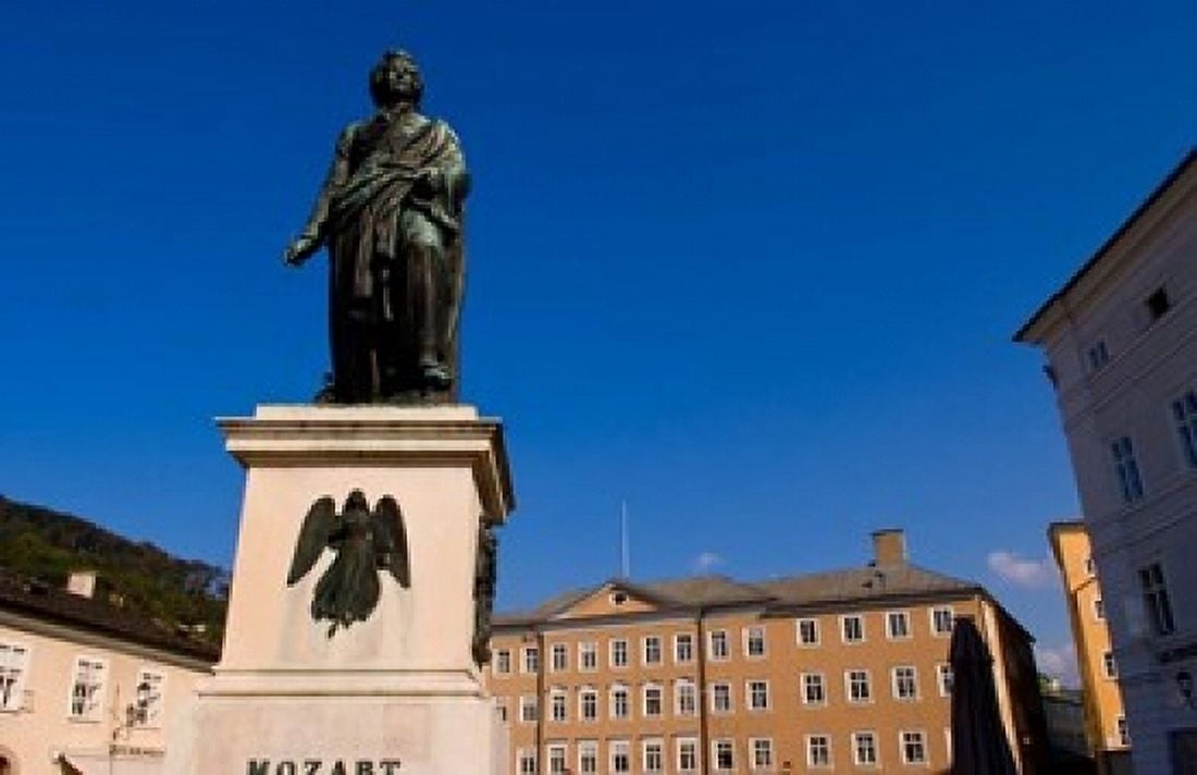 Mozart Statue in Salzburg Austria Canvas Art - Bill Bachmann DanitaDelimont (36 x 24)