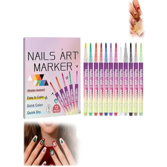 Mozhitti 12 Colors Pens Set 2025 Markers For Gel Nails DIY Marker Drawing Painting Liner Pen Tools For Dotting Drawing Painting Point Liner DIY (1 Set)