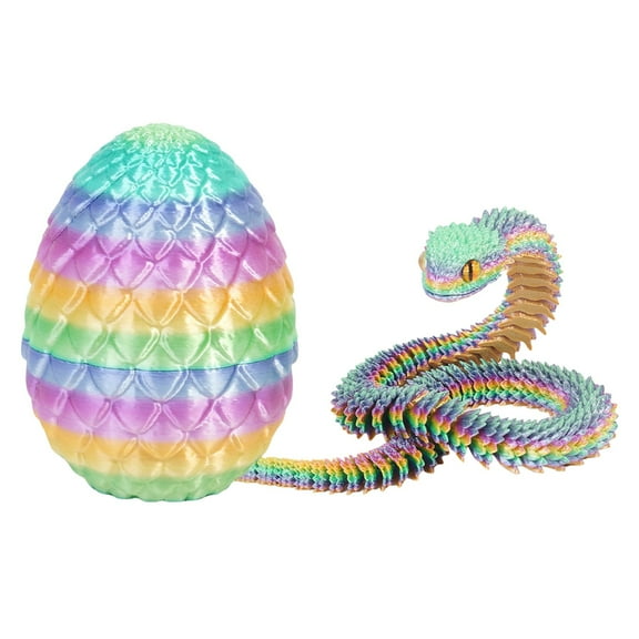 Mozhitti 12inch 3D Printed Snake Egg,Mystery Snake Fidget Toys,Articulated Snake,Home Desk Decor Surprise Snake Eggs,Adults Fidget Toys for Autism/ADHD - Rainbow