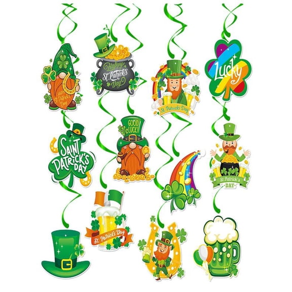 Mozhitti 36pcs St. Patrick's Day Ornaments Decoration St. Patrick's Day Tree Decorations Wooden Irish Saint Patricks Day Hanging Ornament For St Patricks Day Decorations Accessories