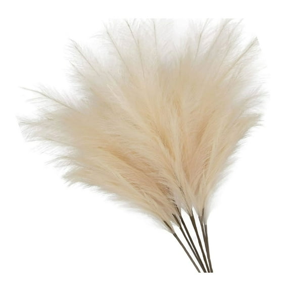 Mozhitti 9 Pcs 45cm Artificial Feathers Decor Tall Pompous Vase Fillers For Wedding Holiday Party Boho Kitchen Decor(Beige)