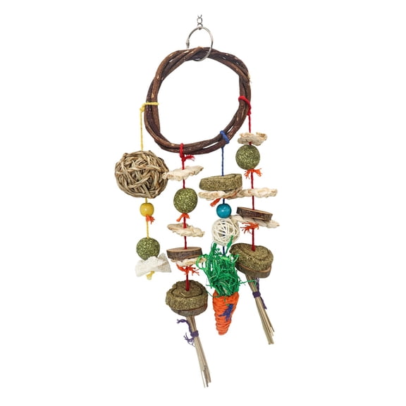 Mozhitti Bunny Chew Toy Rabbits Cage Hanging Chew Toys And Rattan Ring With Snack Pigs Hamsters And Other Small Teeth Grinding