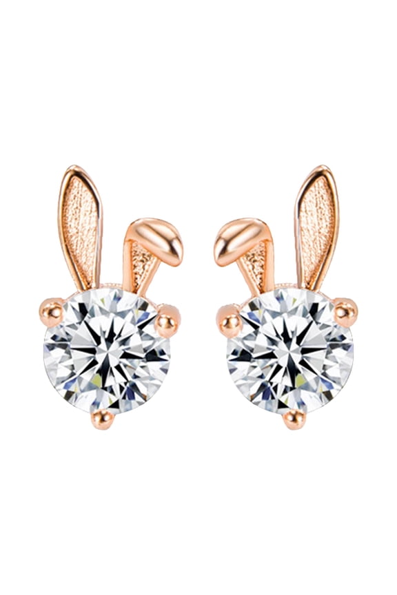 Bunny Stud Earrings for Women Cute earrings Hypoallergenic Earrings Cubic Zirconia Earrings Spring Holiday Jewelry Easter Gift - Coppery